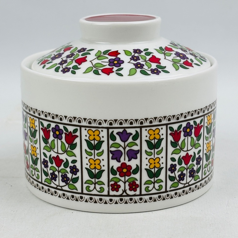 Royal Doulton‎ Fireglow Lidded Sugar Bowl Floral Multicolor Discontinued